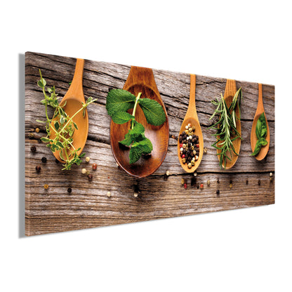 Wandbild GEWÜRZE UND KRÄUTER 33x70 cm – Leinwandbild Keilrahmen Deko modern - Seitenansicht