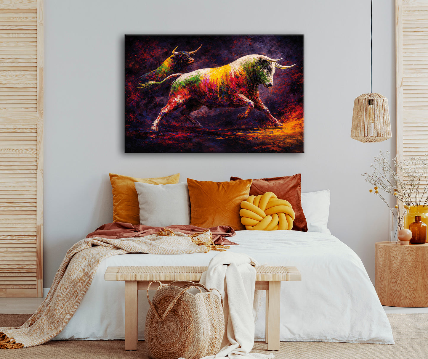 Wandbild BUNTER STIER 78x118 cm – Leinwandbild Keilrahmen Deko modern - Ambiente 3