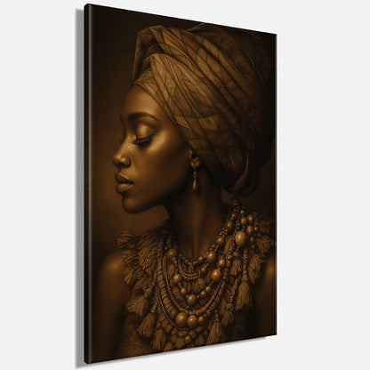 Wandbild AFRIKANISCHE FRAU 78x118 cm – Leinwandbild Keilrahmen Deko modern - Seitenansicht