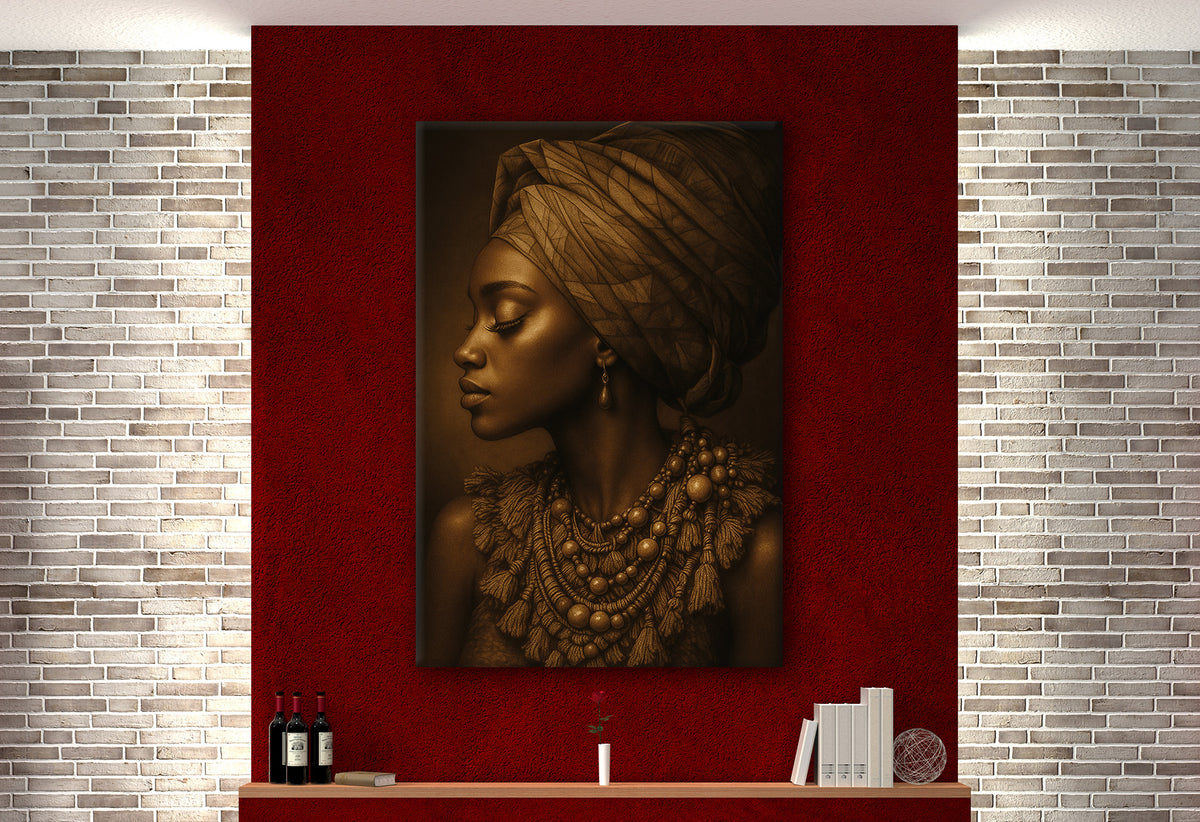 Wandbild AFRIKANISCHE FRAU 78x118 cm – Leinwandbild Keilrahmen Deko modern - Ambiente 1