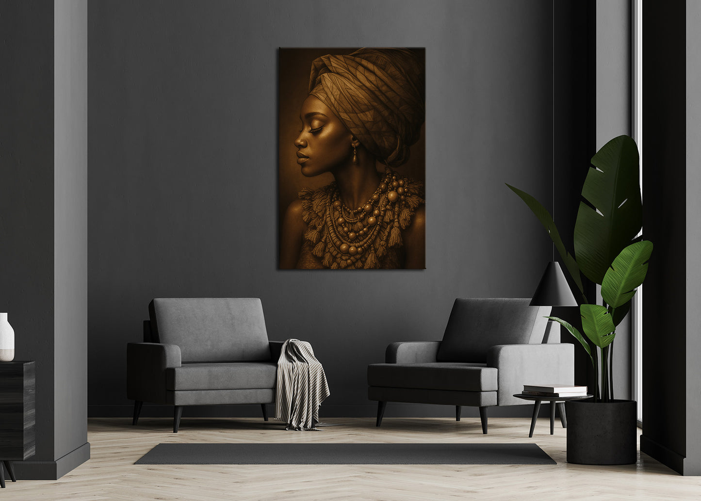 Wandbild AFRIKANISCHE FRAU 78x118 cm – Leinwandbild Keilrahmen Deko modern - Ambiente 3