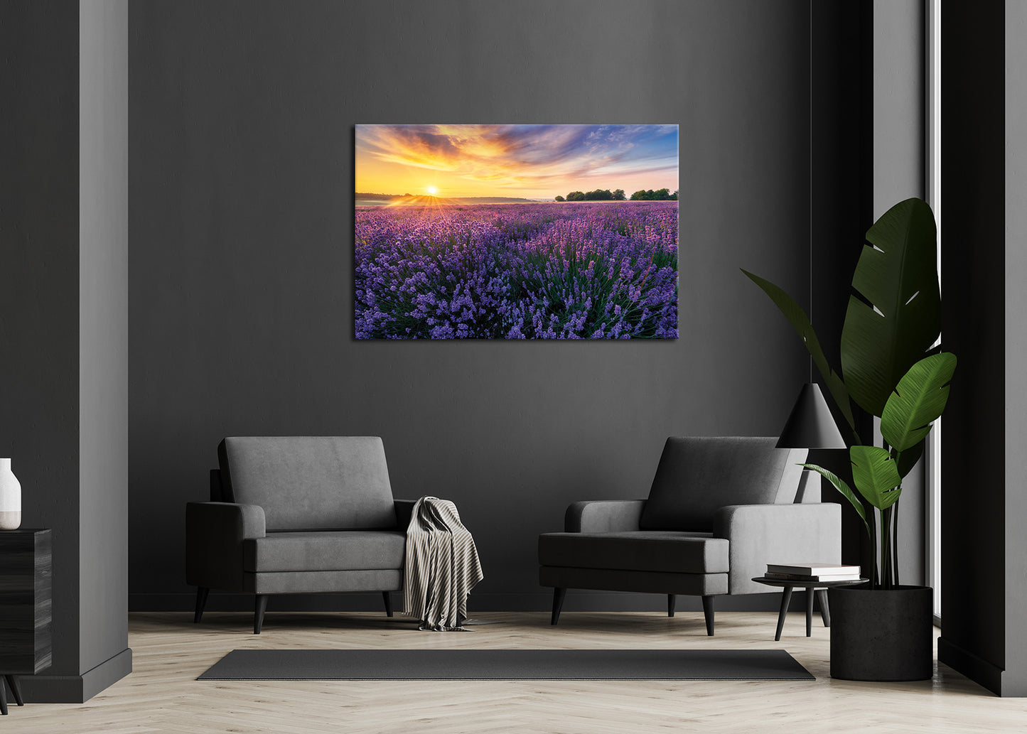 Wandbild LAVENDELFELD 78x118 cm – Leinwandbild Keilrahmen Deko modern - Ambiente 1