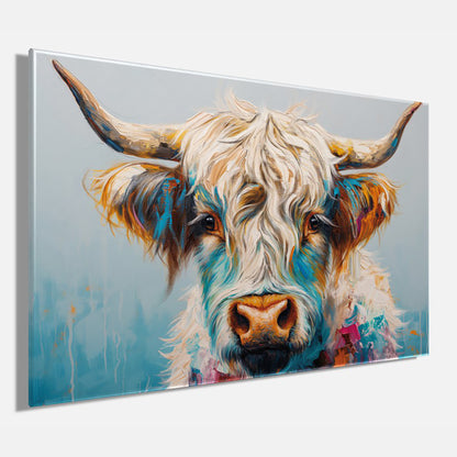 Wandbild BUNTES HOCHLANDRIND 78x118 cm – Leinwandbild Keilrahmen Deko modern - Seitenansicht
