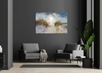 Wandbild STRAND DÜNE 78x118 cm – Leinwandbild Keilrahmen Deko modern - Ambiente 1
