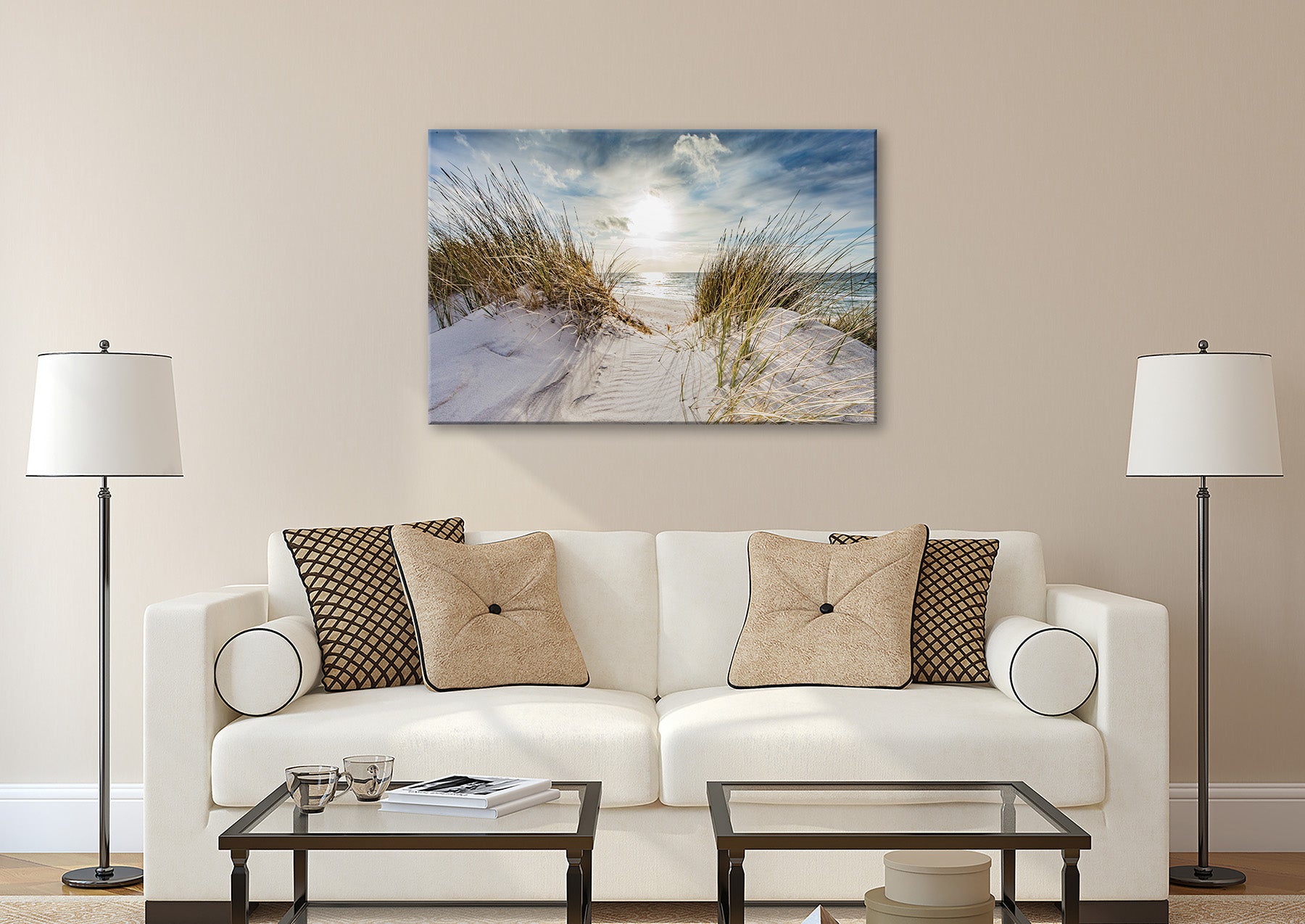 Wandbild STRAND DÜNE 78x118 cm – Leinwandbild Keilrahmen Deko modern - Ambiente 3