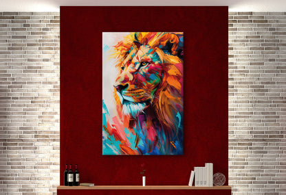 Wandbild BUNTER LÖWE 78x118 cm – Leinwandbild Keilrahmen Deko modern - Ambiente 1