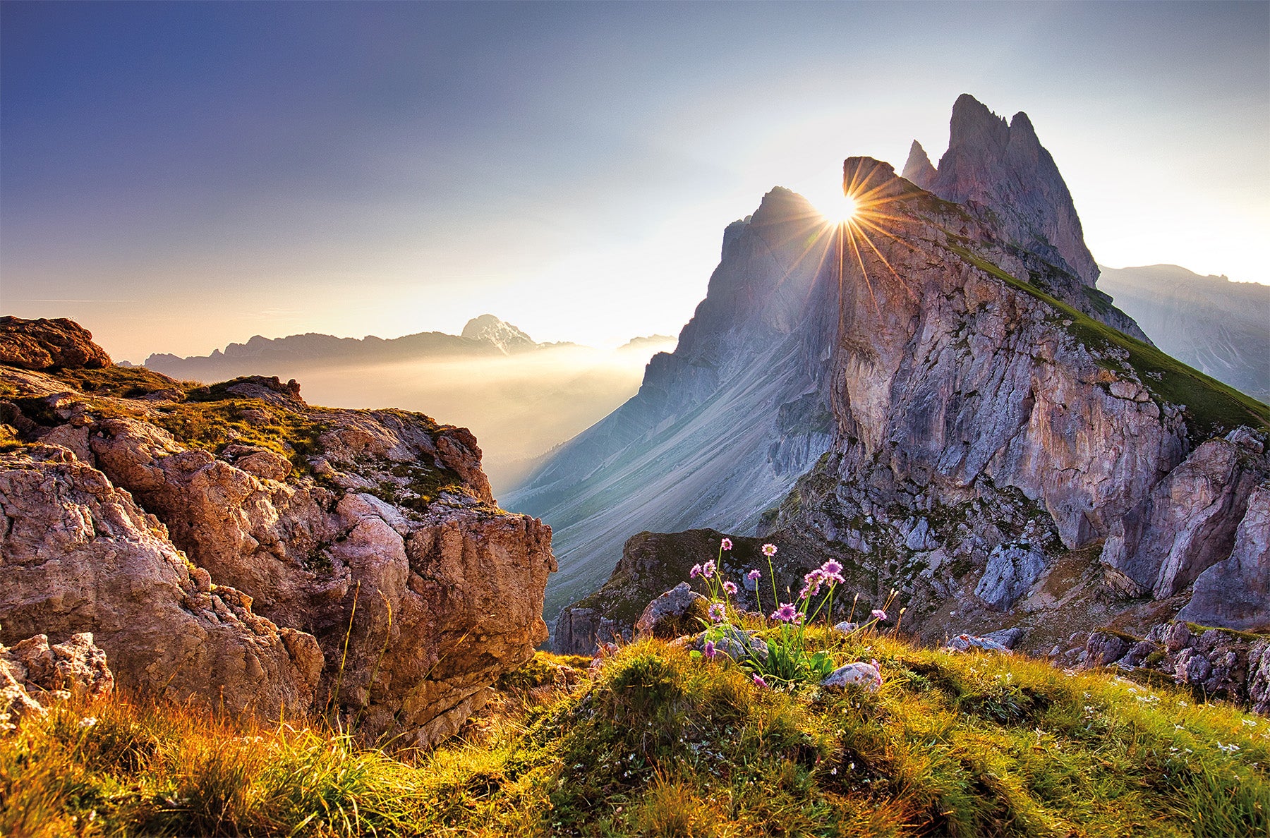 Wandbild BERGE SONNENAUFGANG 78x118 cm – Leinwandbild Keilrahmen Deko modern