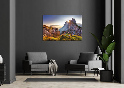 Wandbild BERGE SONNENAUFGANG 78x118 cm – Leinwandbild Keilrahmen Deko modern - Ambiente 1