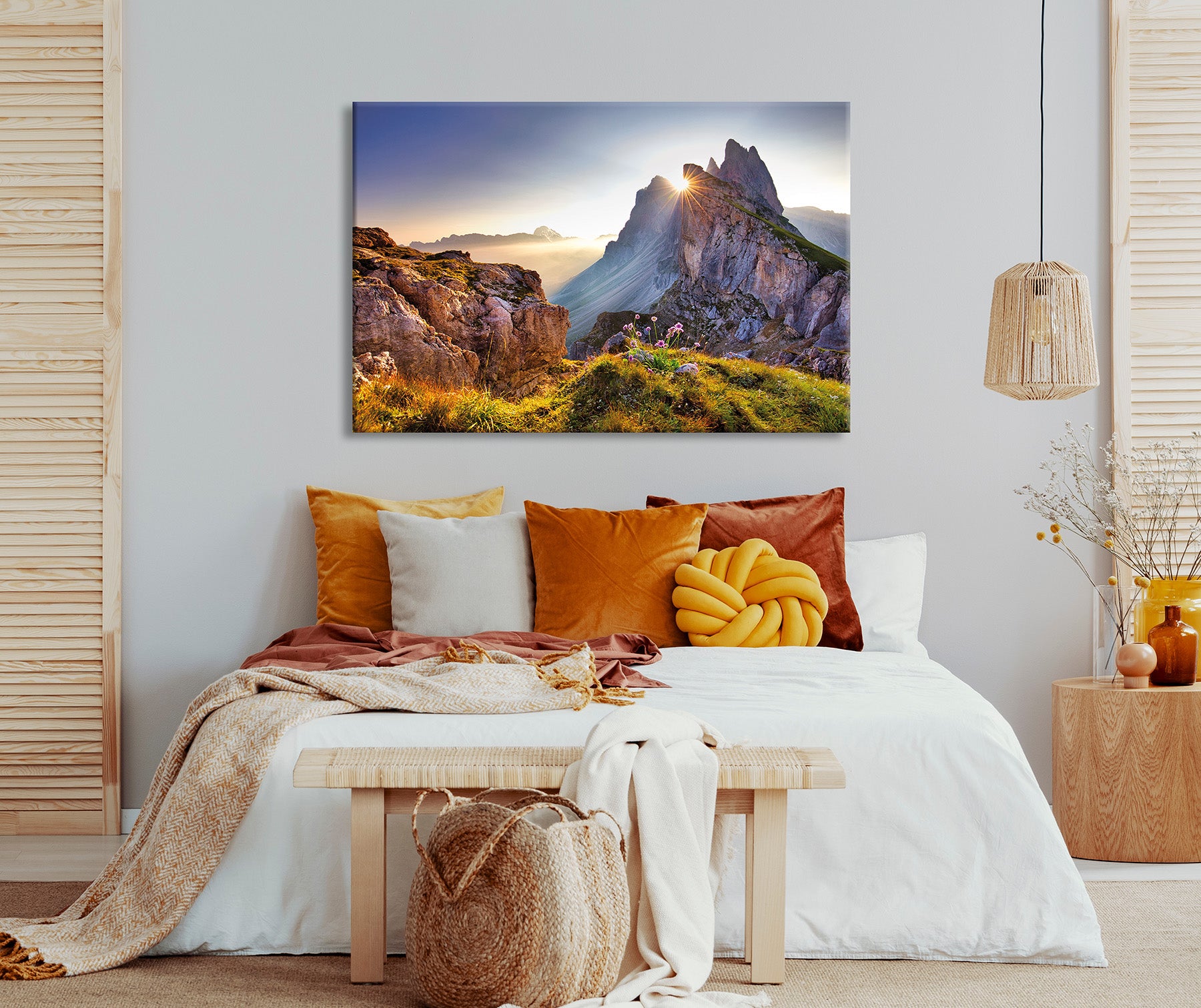 Wandbild BERGE SONNENAUFGANG 78x118 cm – Leinwandbild Keilrahmen Deko modern - Ambiente 2
