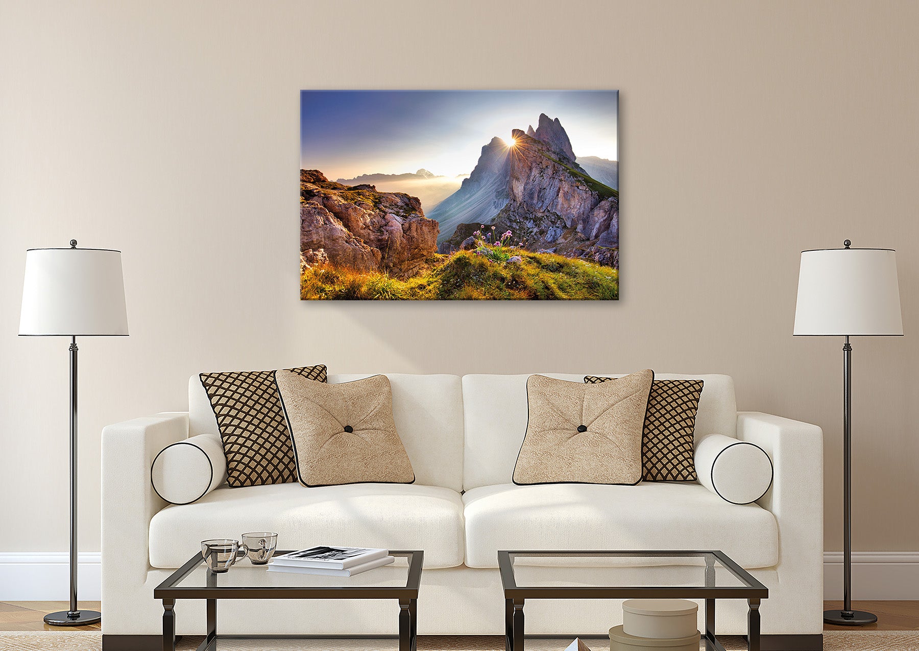 Wandbild BERGE SONNENAUFGANG 78x118 cm – Leinwandbild Keilrahmen Deko modern - Ambiente 3