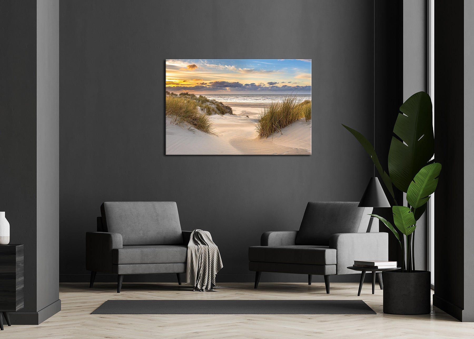 Wandbild STRAND 78x118 cm – Leinwandbild Keilrahmen Deko modern - Ambiente 1