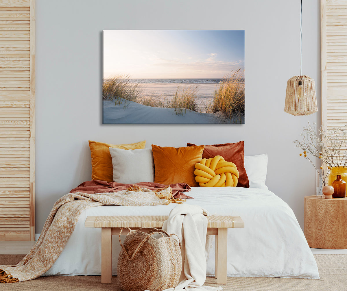 Wandbild DÜNEN, STRAND UND MEER 78x118 cm – Leinwandbild Keilrahmen Deko modern - Ambiente 2