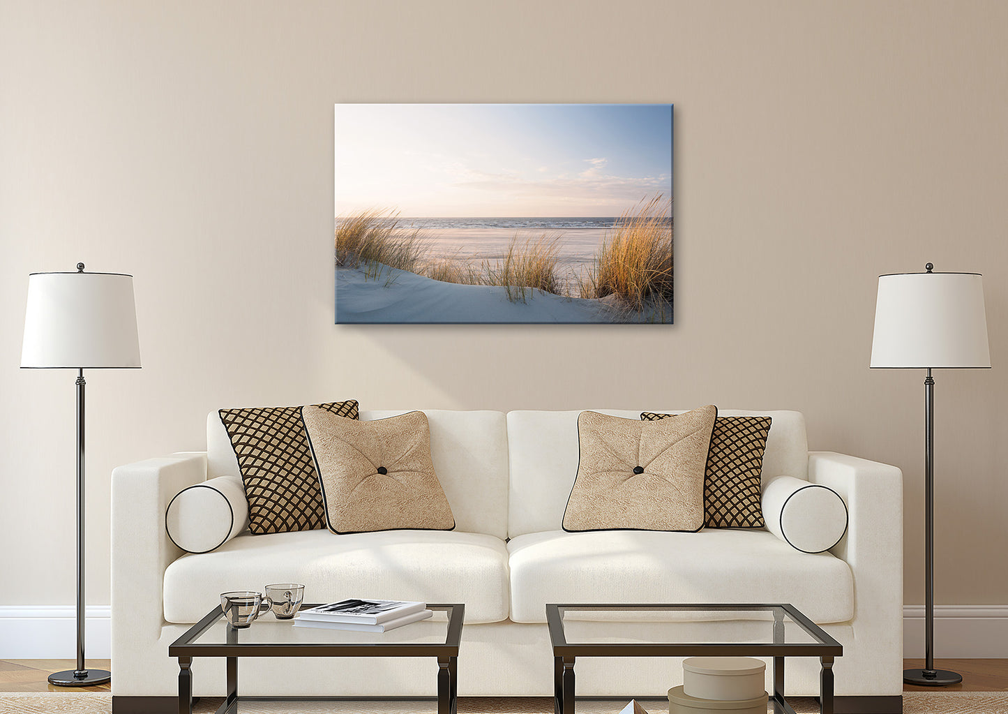 Wandbild DÜNEN, STRAND UND MEER 78x118 cm – Leinwandbild Keilrahmen Deko modern - Ambiente 3