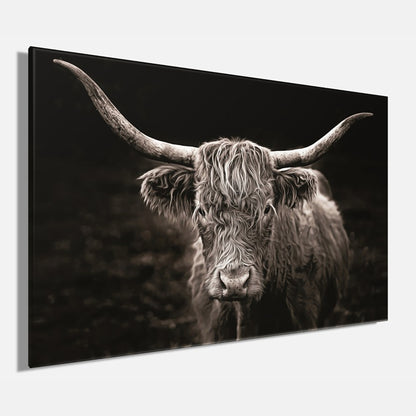 Wandbild HOCHLANDRIND 78x118 cm – Leinwandbild Keilrahmen Deko modern - Seitenansicht