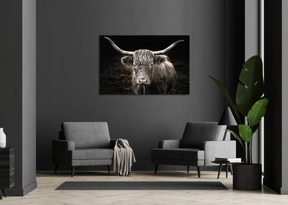Wandbild HOCHLANDRIND 78x118 cm – Leinwandbild Keilrahmen Deko modern - Ambiente 1