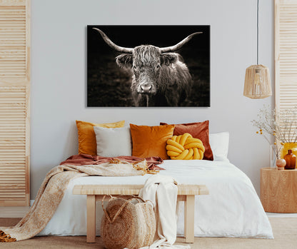 Wandbild HOCHLANDRIND 78x118 cm – Leinwandbild Keilrahmen Deko modern - Ambiente 2
