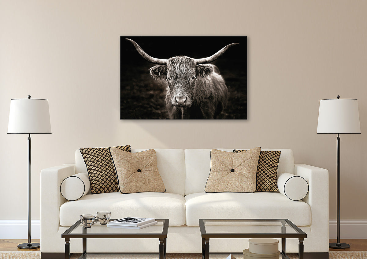 Wandbild HOCHLANDRIND 78x118 cm – Leinwandbild Keilrahmen Deko modern - Ambiente 3