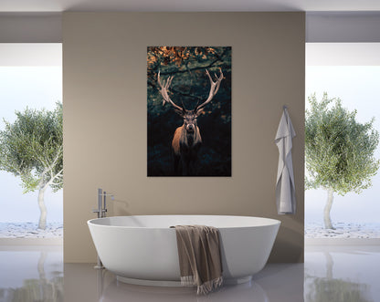 Wandbild HIRSCH IM WALD 78x118 cm – Leinwandbild Keilrahmen Deko modern - Ambiente 2
