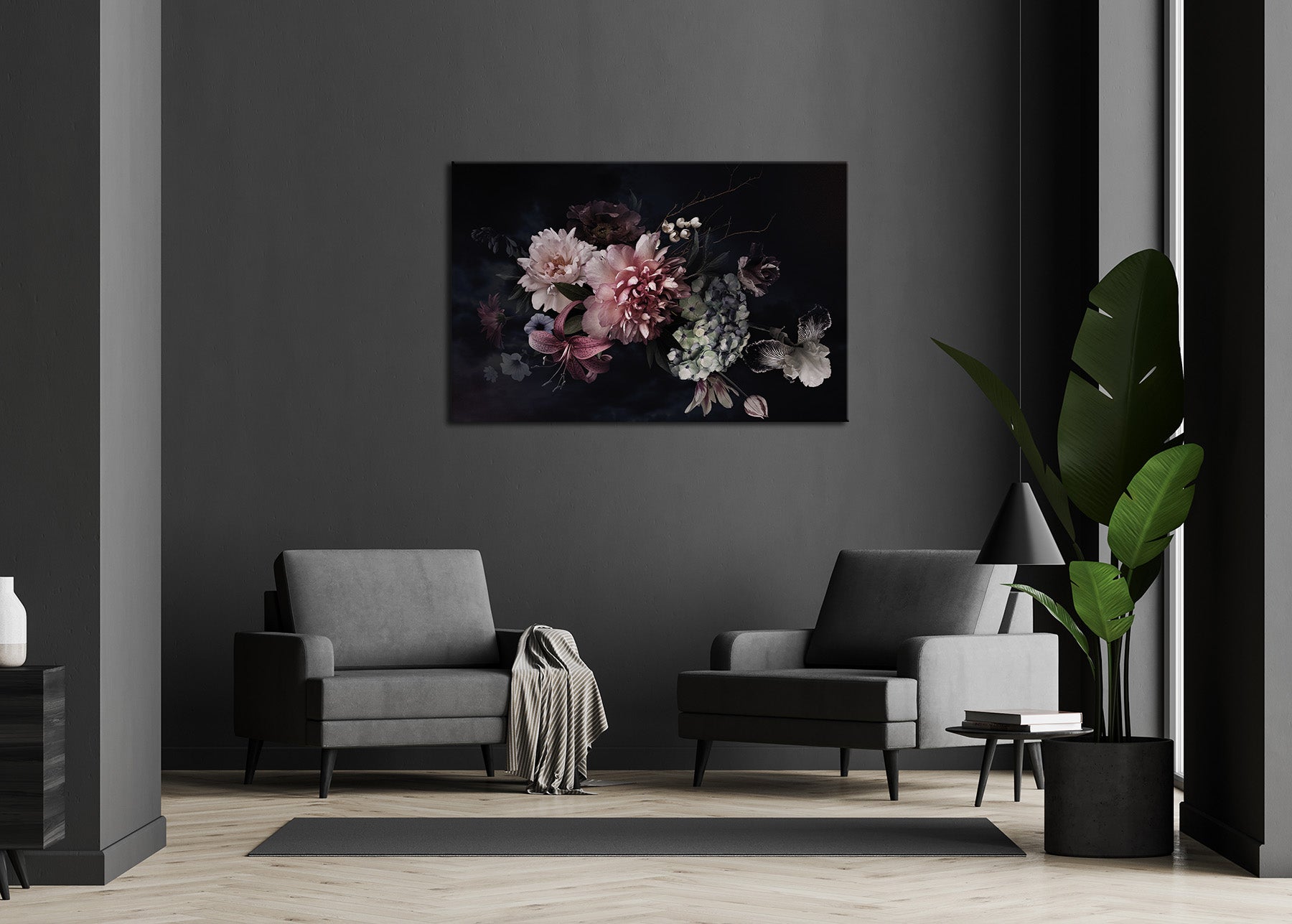 Wandbild BLUMEN 78x118 cm – Leinwandbild Keilrahmen Deko modern - Ambiente 1