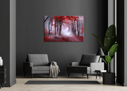 Wandbild NEBEL IM ROTEN WALD 78x118 cm – Leinwandbild Keilrahmen Deko modern - Ambiente 1