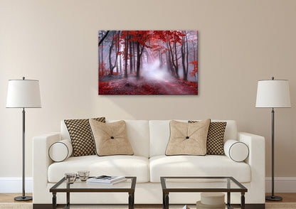 Wandbild NEBEL IM ROTEN WALD 78x118 cm – Leinwandbild Keilrahmen Deko modern - Ambiente 3