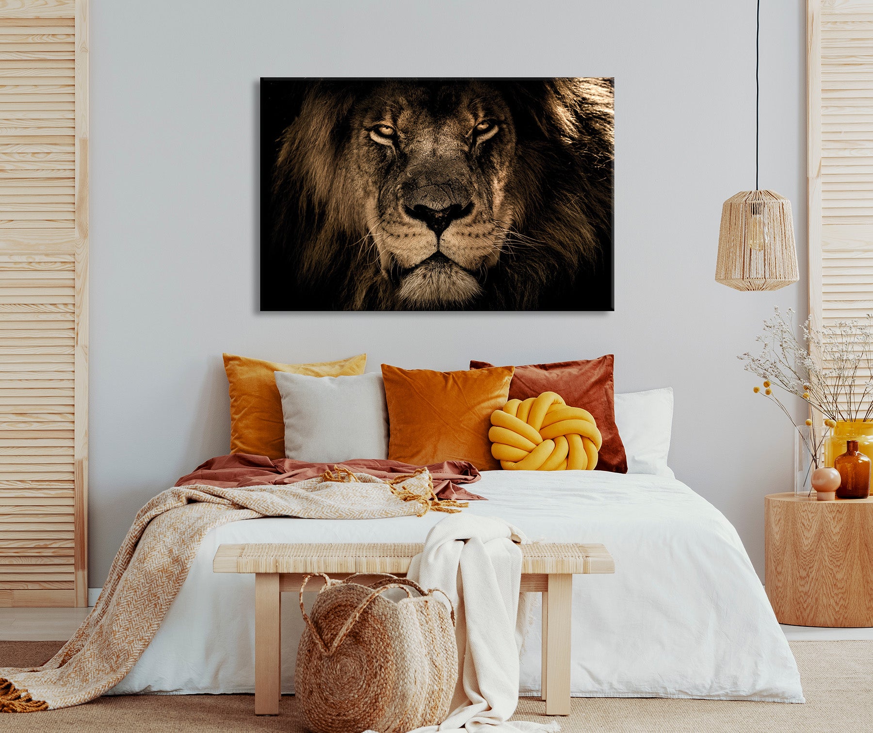 Wandbild LÖWENKOPF 78x118 cm – Leinwandbild Keilrahmen Deko modern - Ambiente 2