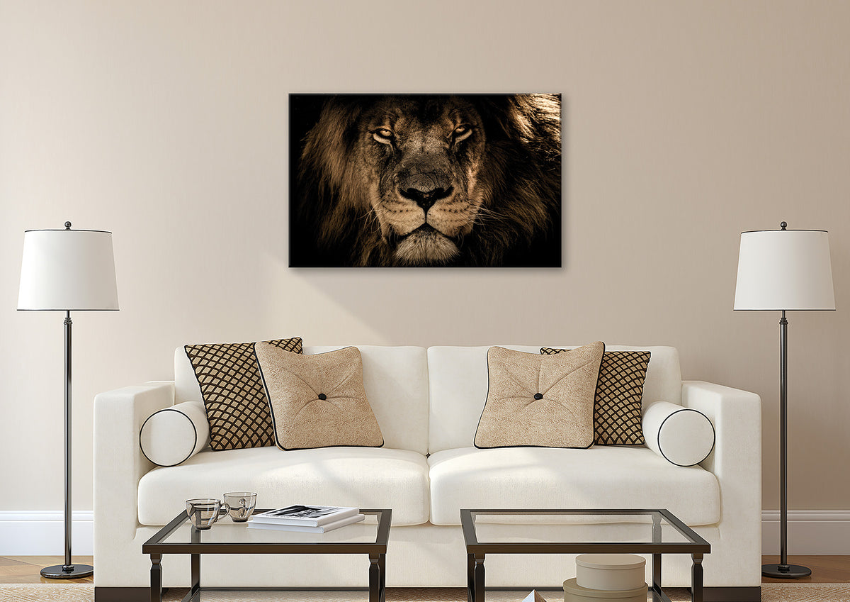 Wandbild LÖWENKOPF 78x118 cm – Leinwandbild Keilrahmen Deko modern - Ambiente 3