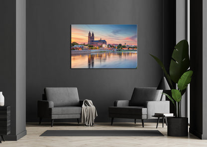 Wandbild MAGDEBURG 78x118 cm – Leinwandbild Keilrahmen Deko modern - Ambiente 1