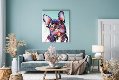 Wandbild BUNTE BULLDOGGE XXL 118x140 cm – Leinwandbild Keilrahmen Deko modern - Ambiente 1