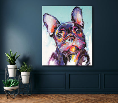 Wandbild BUNTE BULLDOGGE XXL 118x140 cm – Leinwandbild Keilrahmen Deko modern - Ambiente 2