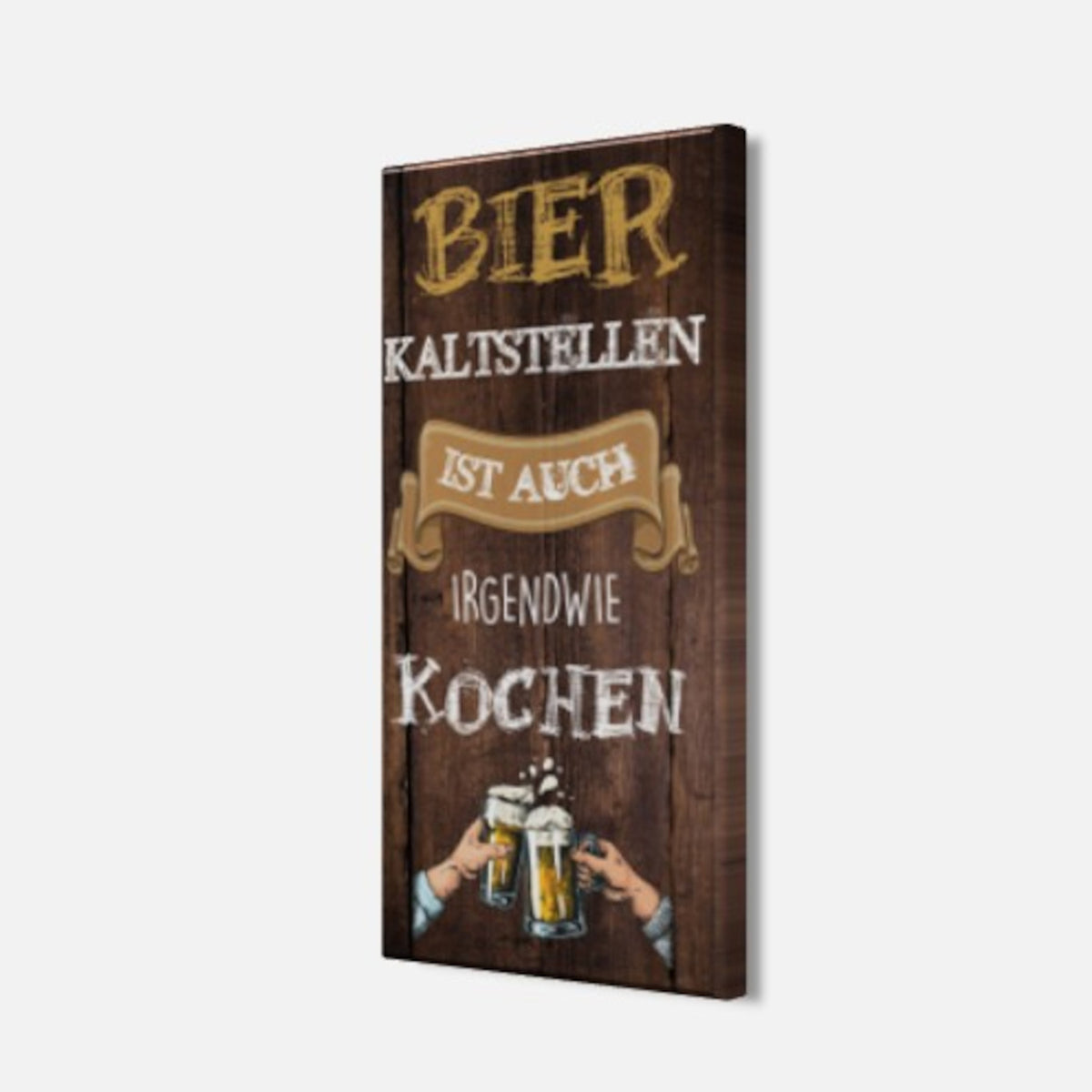 Wandbild BIER 20x40 cm – Leinwandbild Keilrahmen Deko modern - Seitenansicht