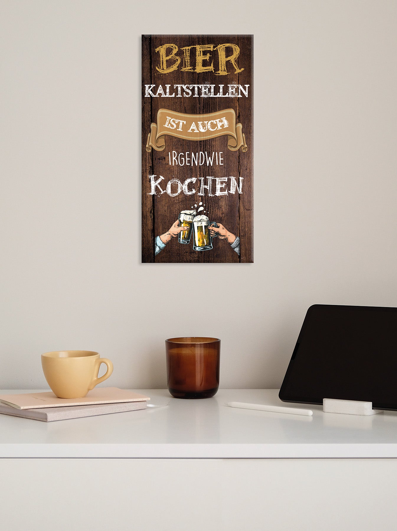 Wandbild BIER 20x40 cm – Leinwandbild Keilrahmen Deko modern - Ambiente 3