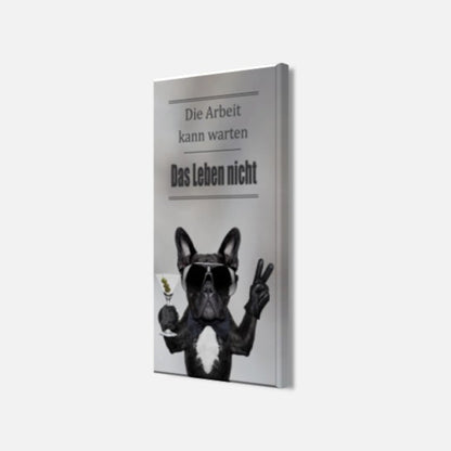 Wandbild BULLDOGGE 20x40 cm – Leinwandbild Keilrahmen Deko modern - Seitenansicht