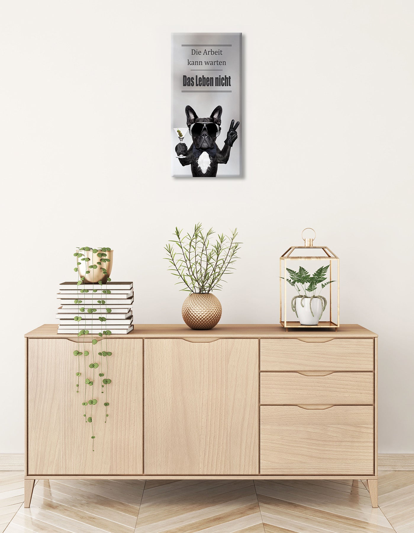 Wandbild BULLDOGGE 20x40 cm – Leinwandbild Keilrahmen Deko modern - Ambiente 1