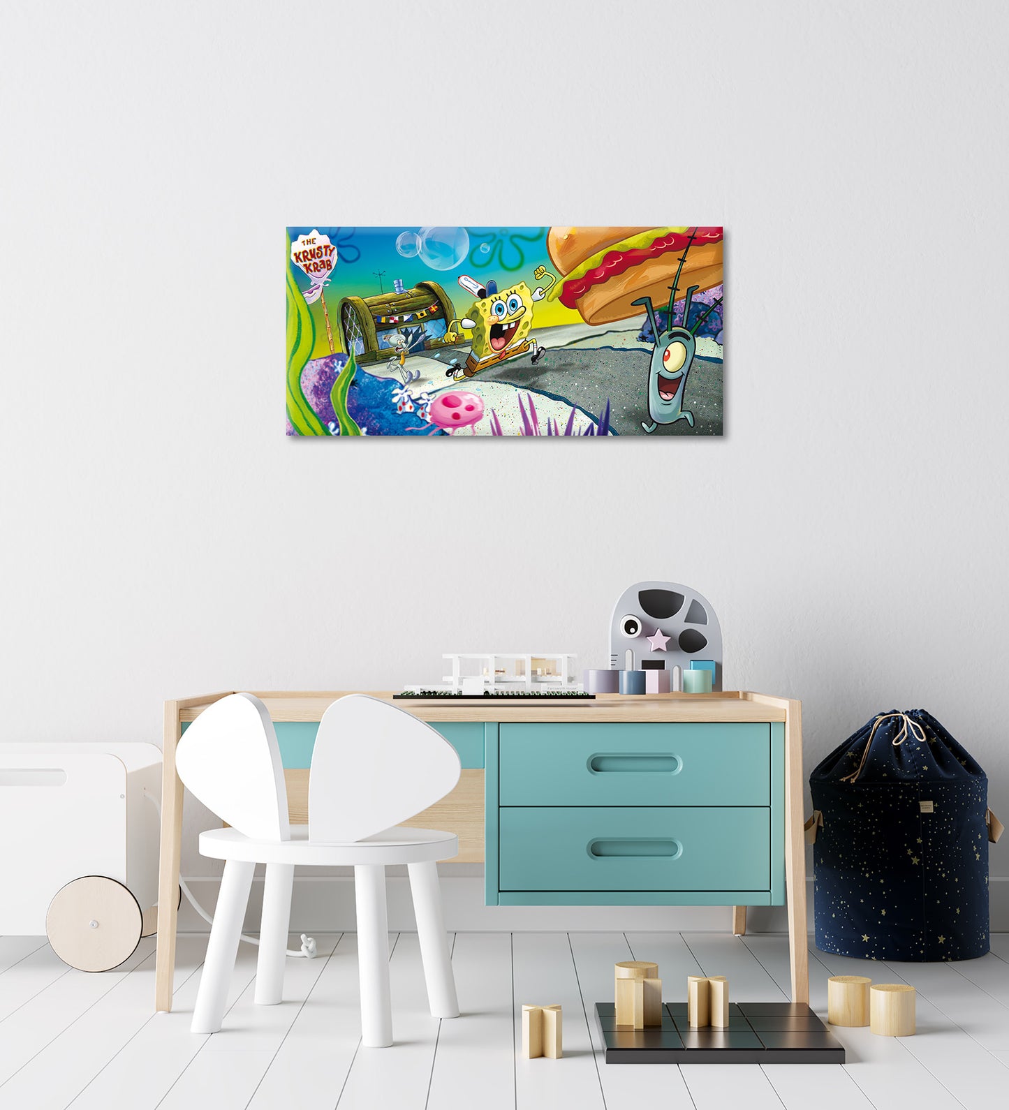 Wandbild SPONGEBOB BURGERHEIST 33x70 cm – Leinwandbild Keilrahmen Deko modern - Ambiente 3
