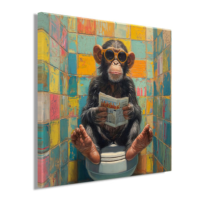Wandbild WC AFFE 35x35 cm – Leinwandbild Keilrahmen Deko modern - Seitenansicht