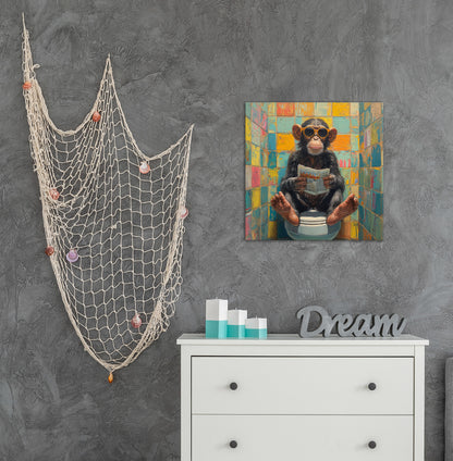 Wandbild WC AFFE 35x35 cm – Leinwandbild Keilrahmen Deko modern - Ambiente 2