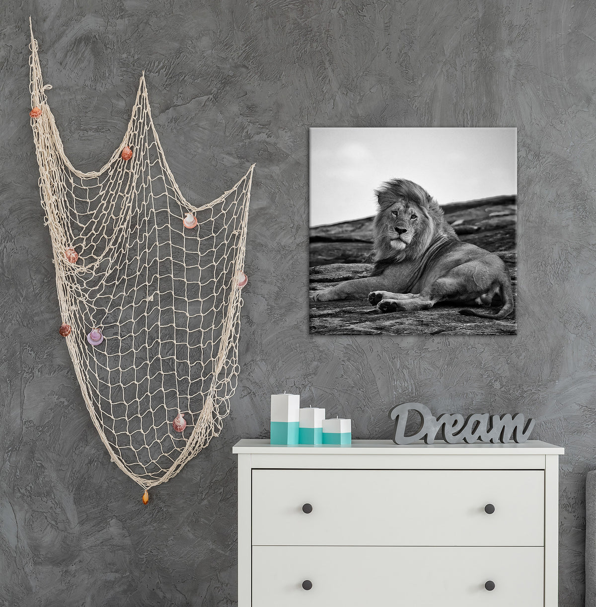 Wandbild Löwe 35x35 cm – Leinwandbild Keilrahmen Deko modern - Ambiente 1