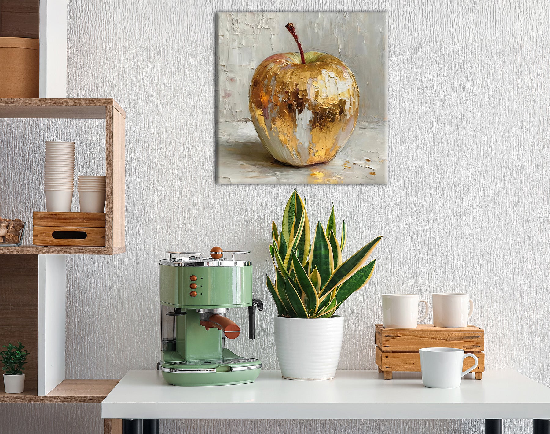Wandbild GOLDENAPFEL 35x35 cm – Leinwandbild Keilrahmen Deko modern - Ambiente 1
