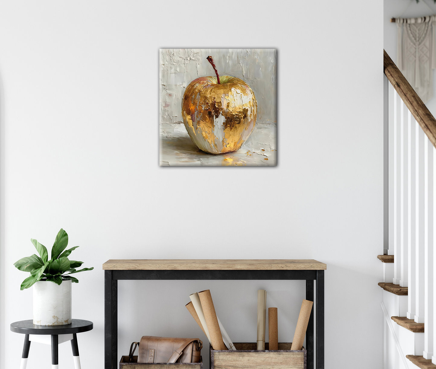 Wandbild GOLDENAPFEL 35x35 cm – Leinwandbild Keilrahmen Deko modern - Ambiente 2