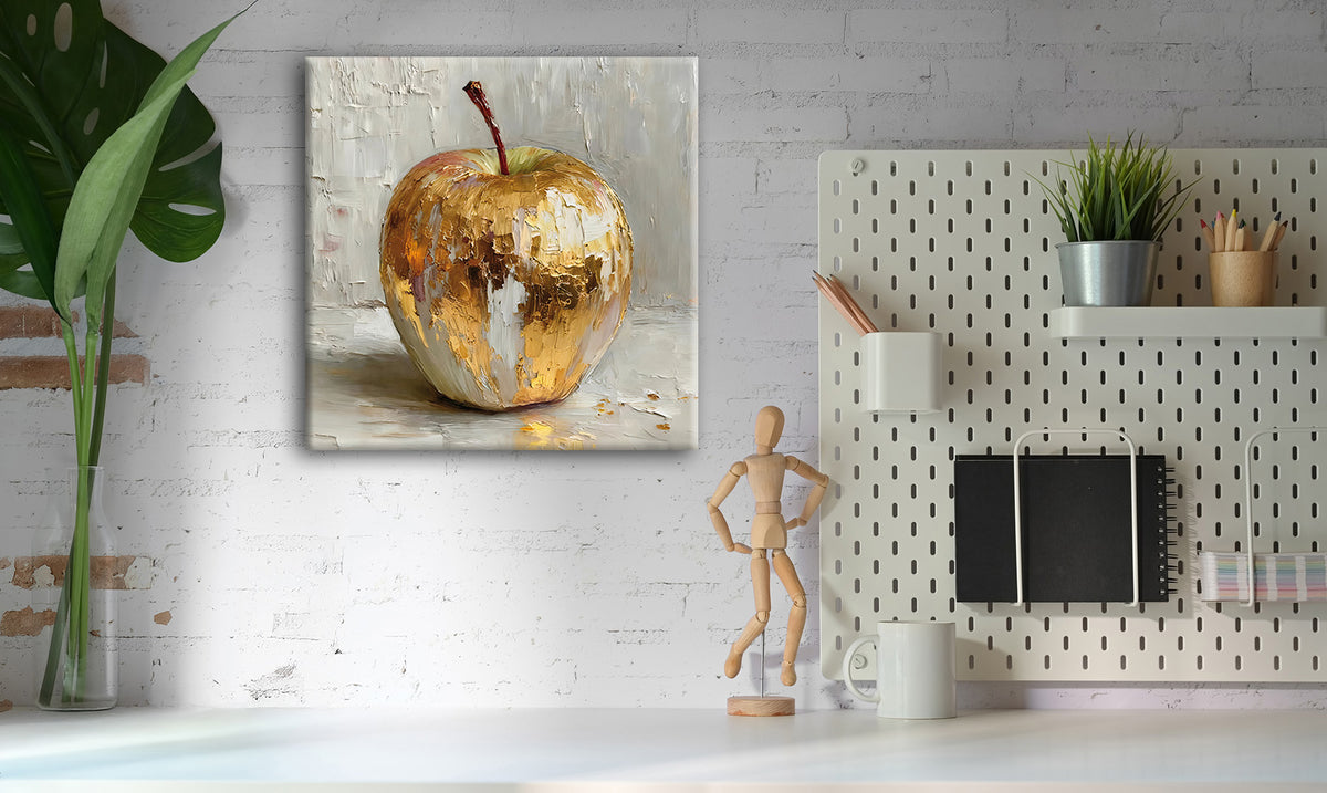 Wandbild GOLDENAPFEL 35x35 cm – Leinwandbild Keilrahmen Deko modern - Ambiente 3