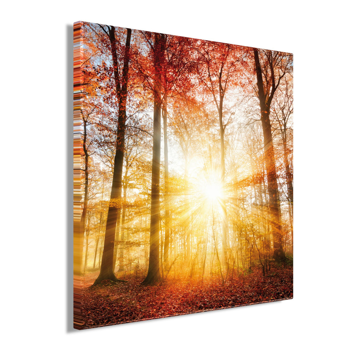 Wandbild HERBSTWALD 35x35 cm – Leinwandbild Keilrahmen Deko modern - Seitenansicht