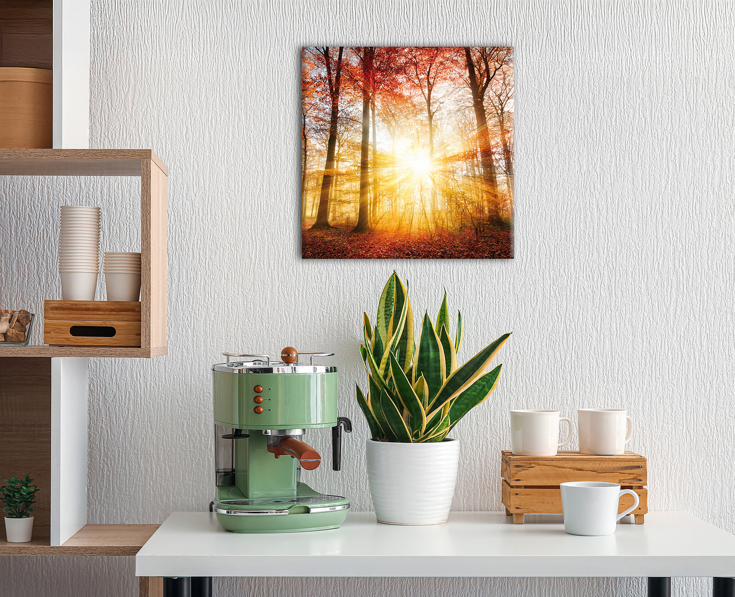 Wandbild HERBSTWALD 35x35 cm – Leinwandbild Keilrahmen Deko modern - Ambiente 2