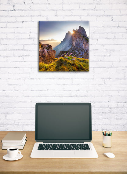 Wandbild GEBIRGE 35x35 cm – Leinwandbild Keilrahmen Deko modern - Ambiente 1