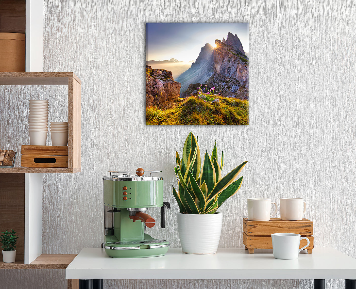 Wandbild GEBIRGE 35x35 cm – Leinwandbild Keilrahmen Deko modern - Ambiente 2