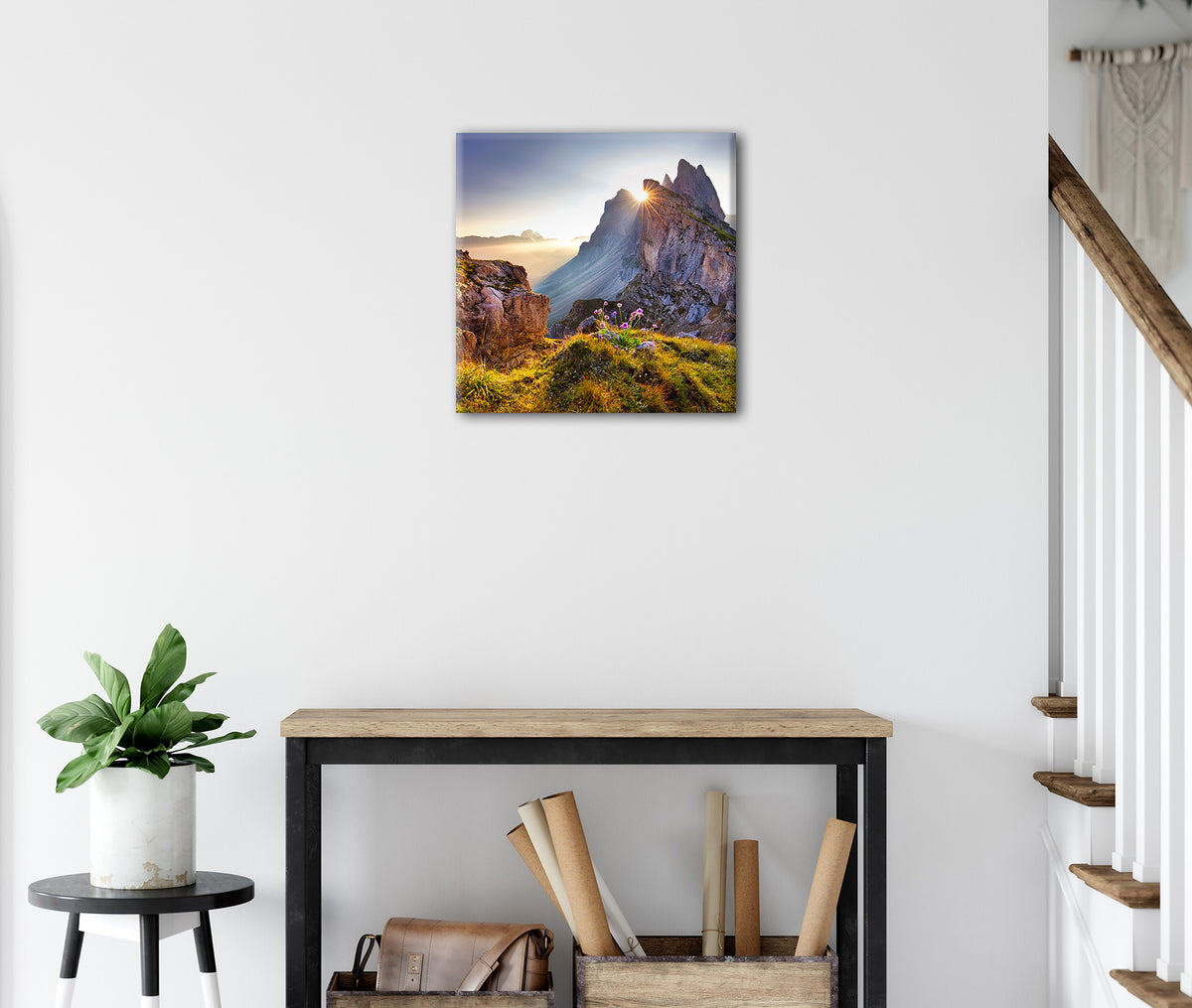 Wandbild GEBIRGE 35x35 cm – Leinwandbild Keilrahmen Deko modern - Ambiente 3