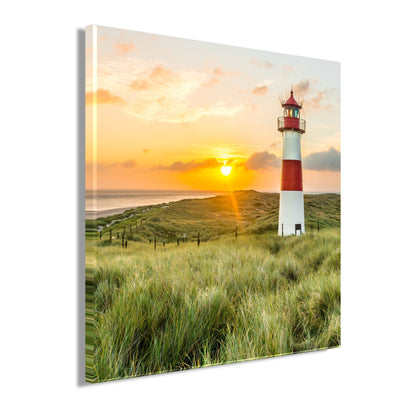 Wandbild LEUCHTTURM 35x35 cm – Leinwandbild Keilrahmen Deko modern - Seitenansicht