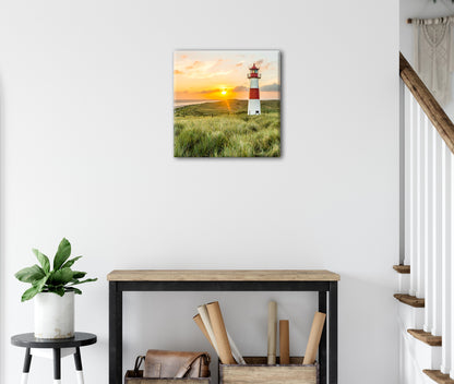 Wandbild LEUCHTTURM 35x35 cm – Leinwandbild Keilrahmen Deko modern - Ambiente 3