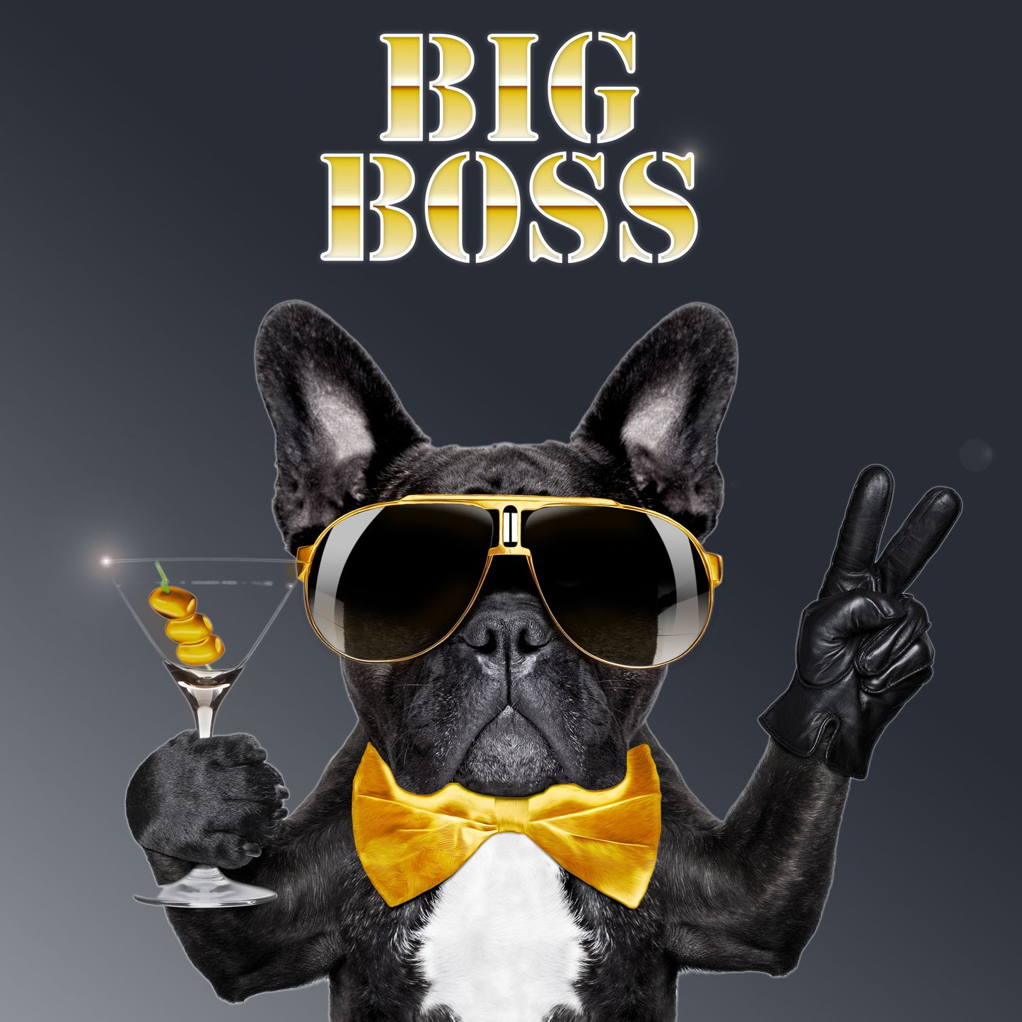 Wandbild BIG BOSS GOLD 35x35 cm – Leinwandbild Keilrahmen Deko modern