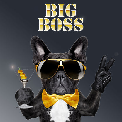 Wandbild BIG BOSS GOLD 35x35 cm – Leinwandbild Keilrahmen Deko modern